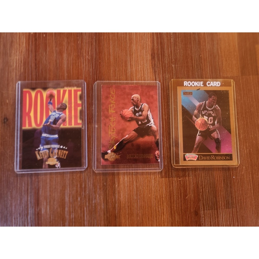 lot of 3 rookie basketball cards Kevin Garnett Dennis Rodman David Robinson F1